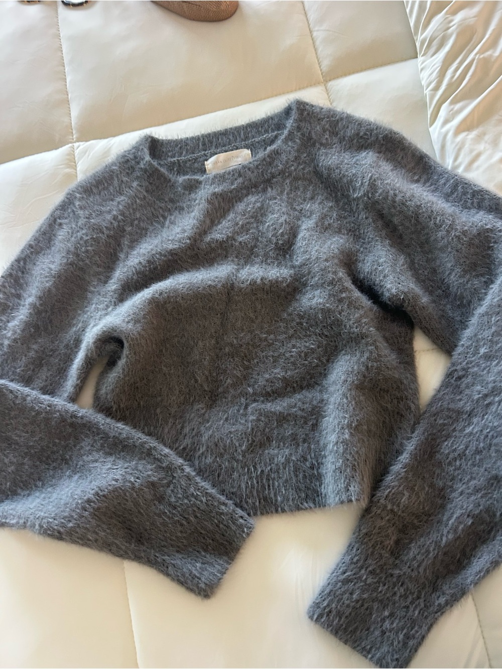 Urban Outfitters Gray Fuzzy Crew Sweater